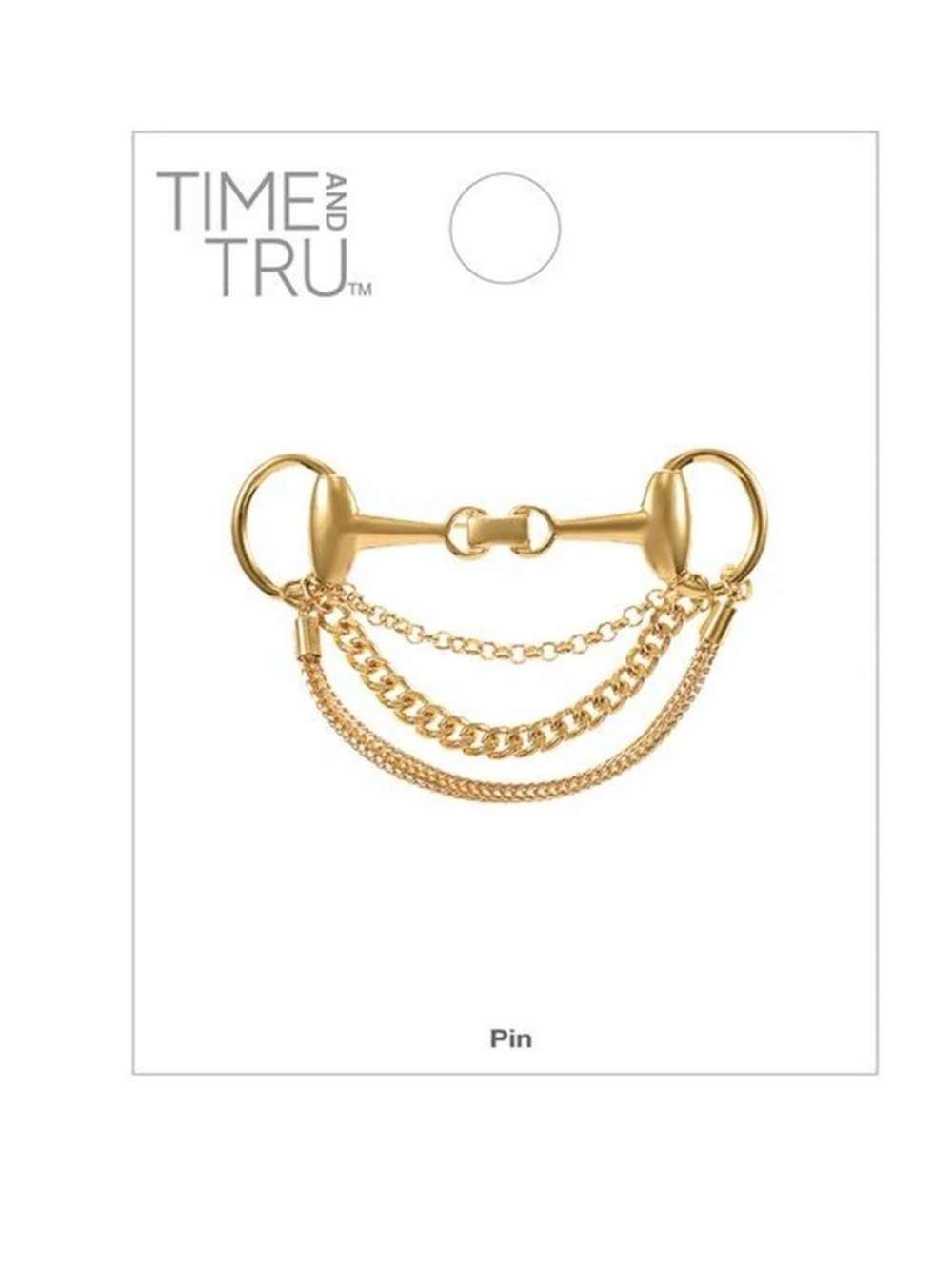 Time and Tru Gold-Tone Horsebit Brooch - Picture 2 of 3